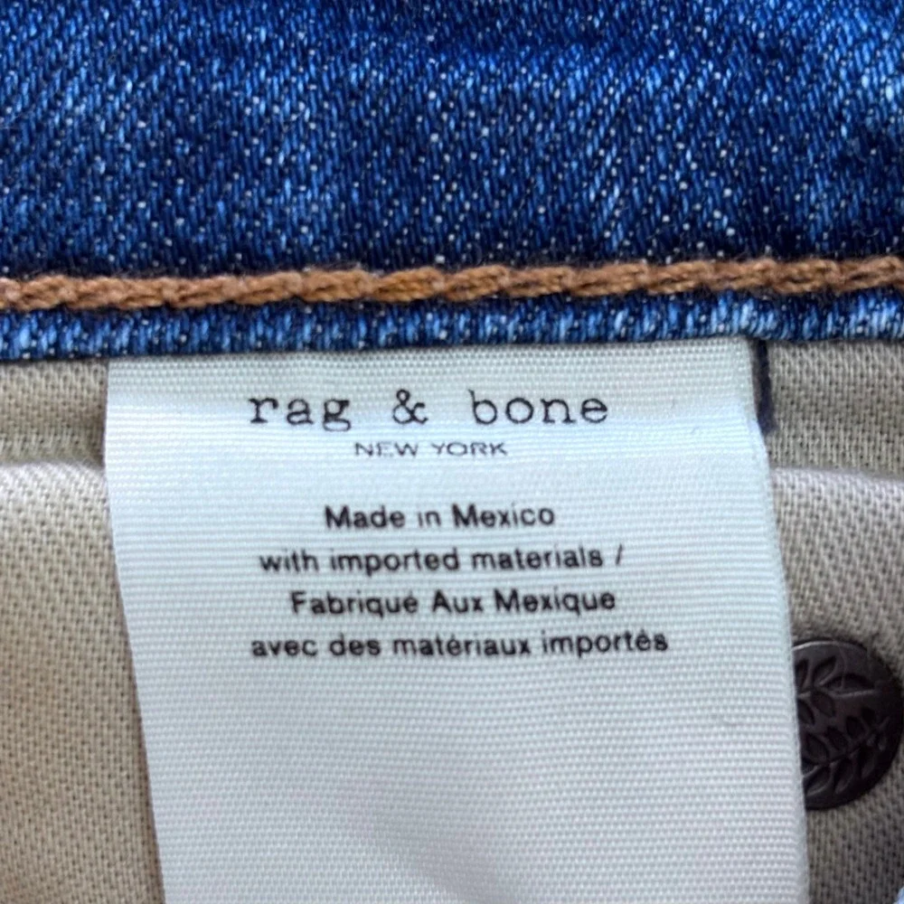 rag & bone Dre Slim Boyfriend Jeans Medium Wash Indigo Size 24 Low Rise Stretch